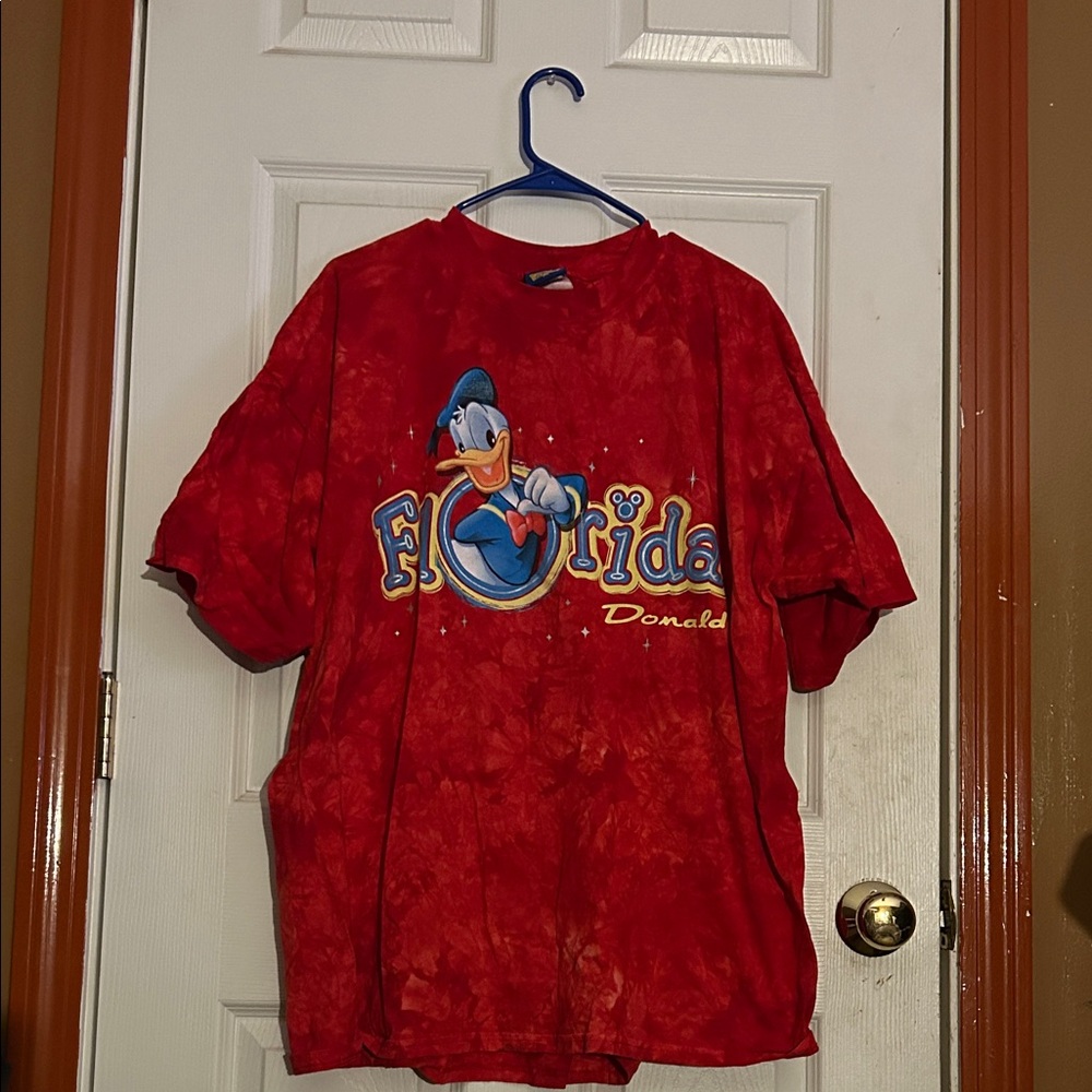 Donald Duck Florida Red Tie Dye 2X Graphic Disney Shirt